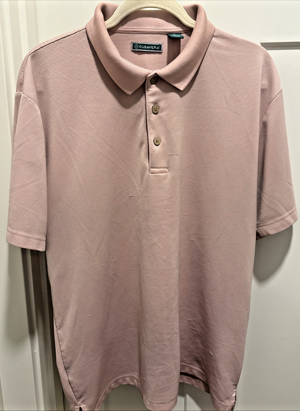Cubavera Polo Shirt Mens XL Pink Short Sleeve Textured Knit Casual Resort Golf